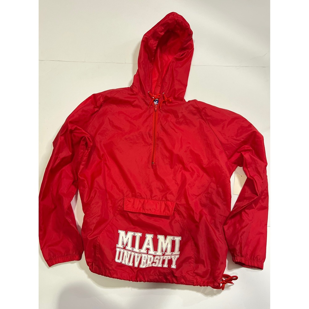 MV Sport Miami University Red Rain Windbreaker Zip Anorak Jacket Mens‎ Medium